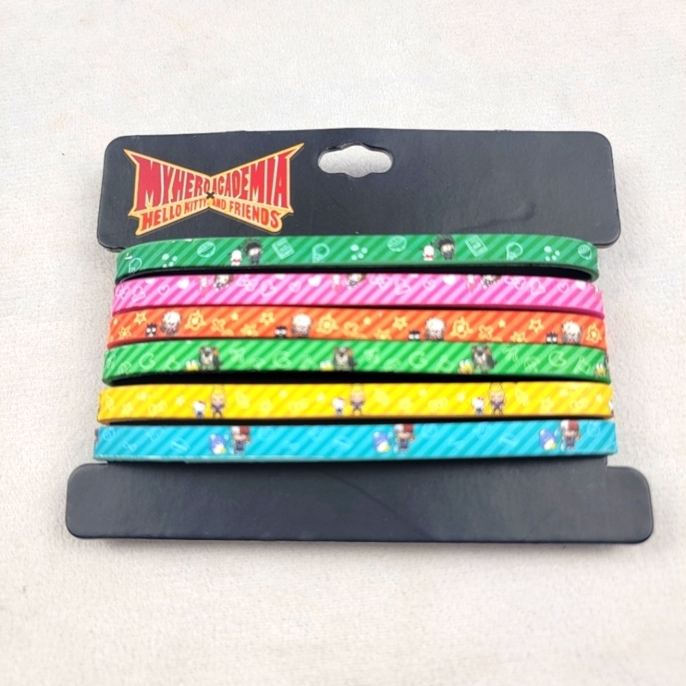 NWT My Hero Academia x Hello Kitty and friends set of 6 rubber bracelets